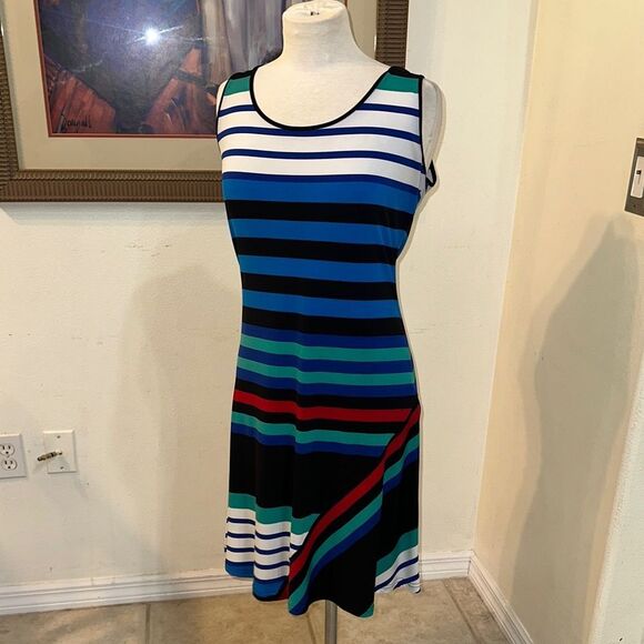 Calvin Klein Striped Multicolor Sleeveless Dress Size 12 - Picture 6 of 10